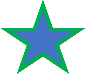 Blue and green star with black background.Blue and green star.
